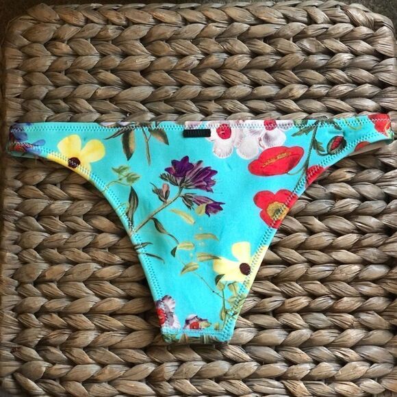 Triangl Blue Floral Neoprene Cheeky Bikini Bottom Medium - Picture 3 of 6
